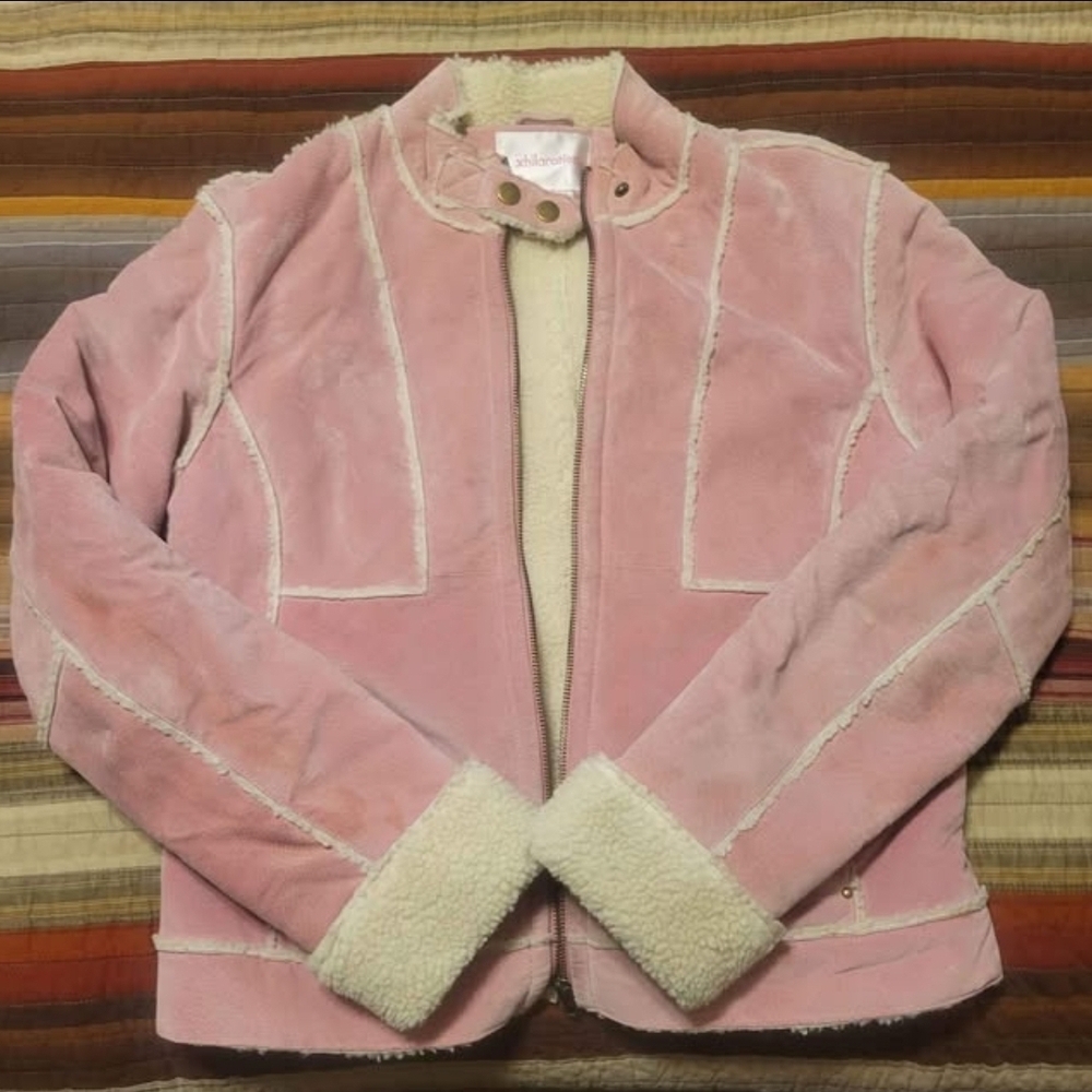 Xhilaration Pink Teddy Jacket with Cream Accents
